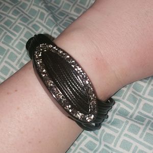 Leather rope  Gem bracelet